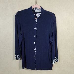 11516 FINAL PRICE Drapers & Damons blue Traveler Knit twinset PL